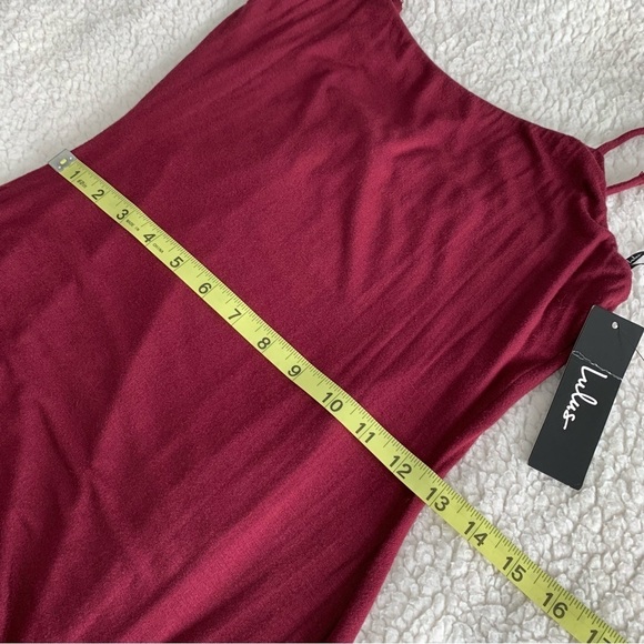Lulus Everything To Me Event Dress NEW Womens Small Burgundy Ruched Slit Midi - Picture 12 of 14